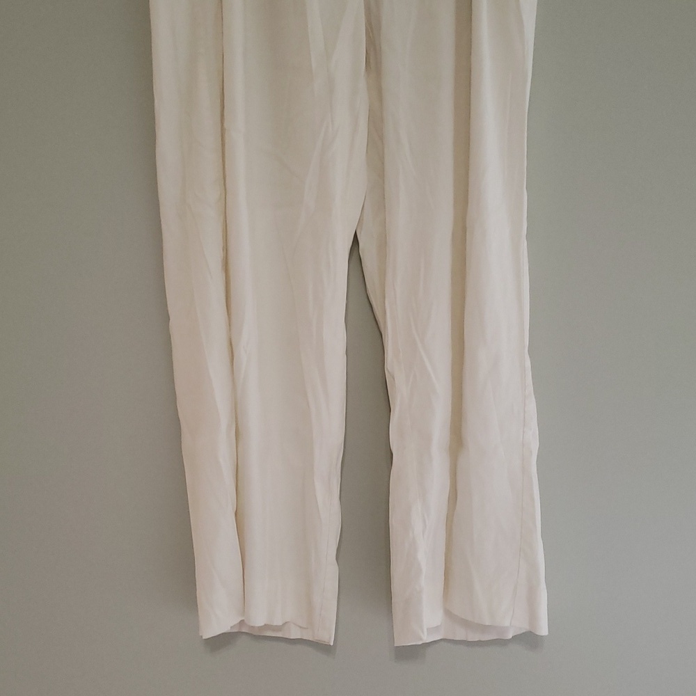J. Jill Love Linen Wide Leg Pants XL Cream Ivory Pockets Lagenlook Coastal Beach - Picture 3 of 16